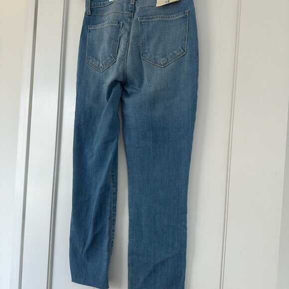 L'Agence Sada Cropped Jeans High Rise Slim Fit Raw Hem Whiskering Sz 28 Tuscany - Picture 9 of 10